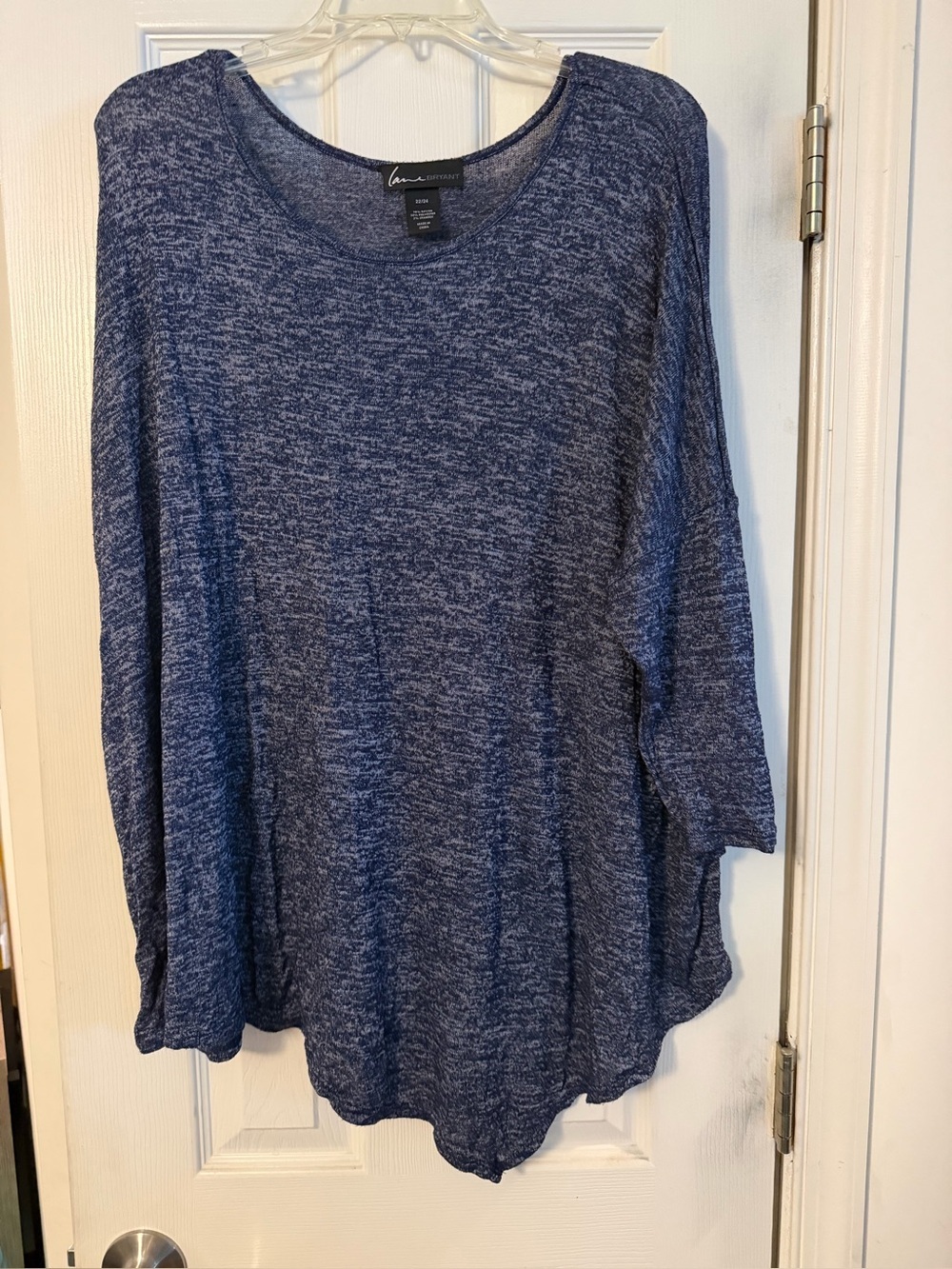 Lane Bryant Navy Space-Dye Long Sleeve Women’s Top